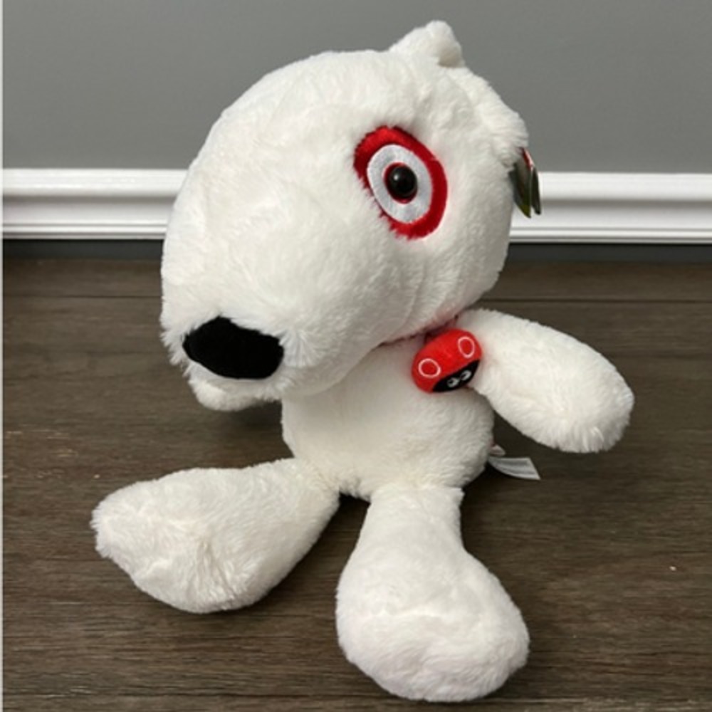 Target Bullseye Dog Plush Mascot White Bull Terrier Pink Fanny Pack NWT Ladybug